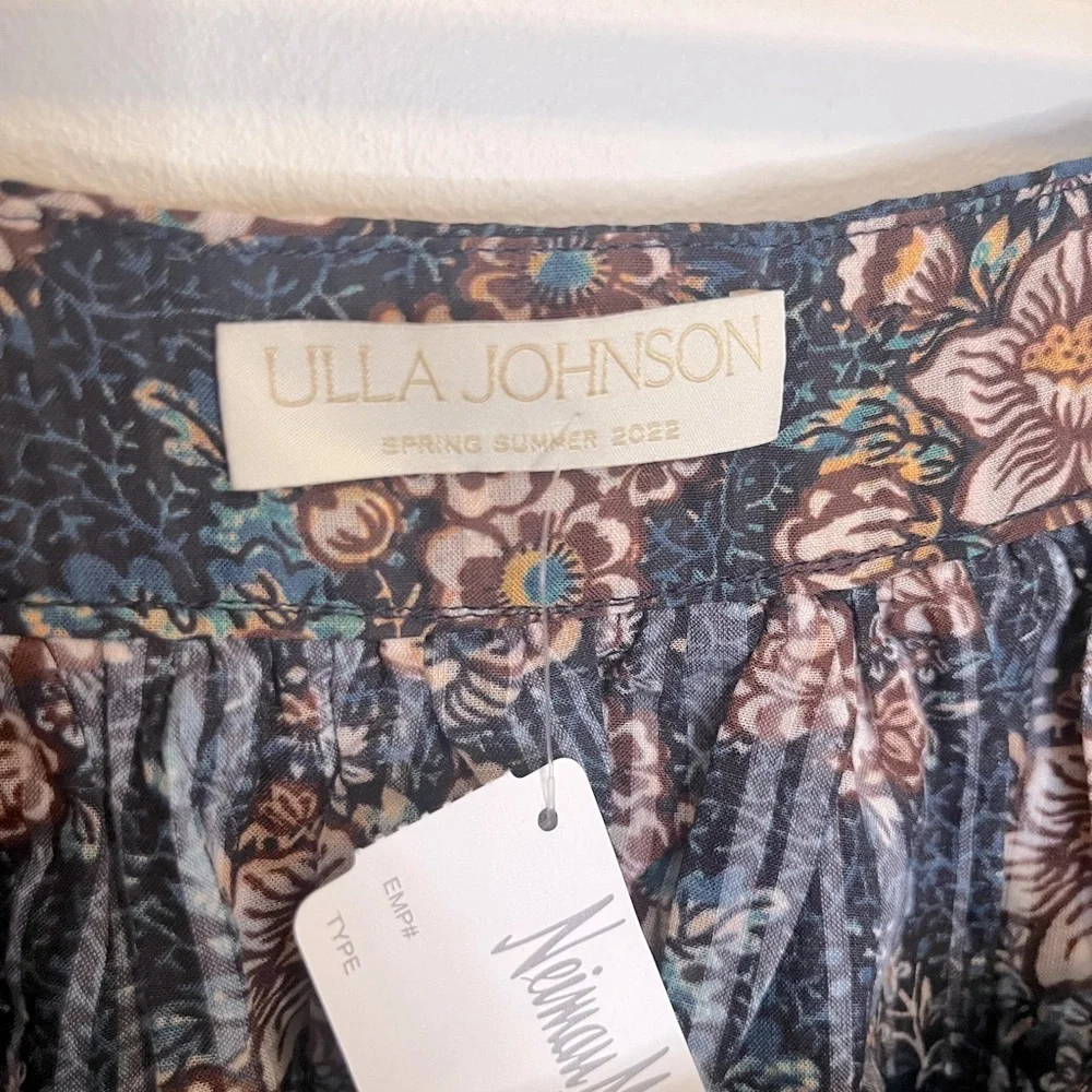 NWT Ulla Johnson Warner Floral Ruffle Puff-Sleeve Peplum Blouse